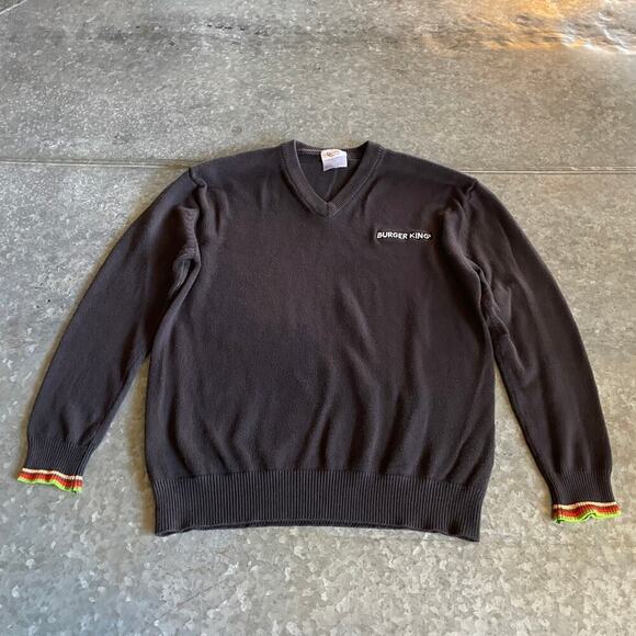 Burger King Sweater Mens Small Black Pullover Manager Employee Logo Y2K Vintage - Picture 2 of 13